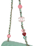 Chanel Candy Heart Mini Flap Bag Turquoise Lambskin Enamel and Light Gold Hardware