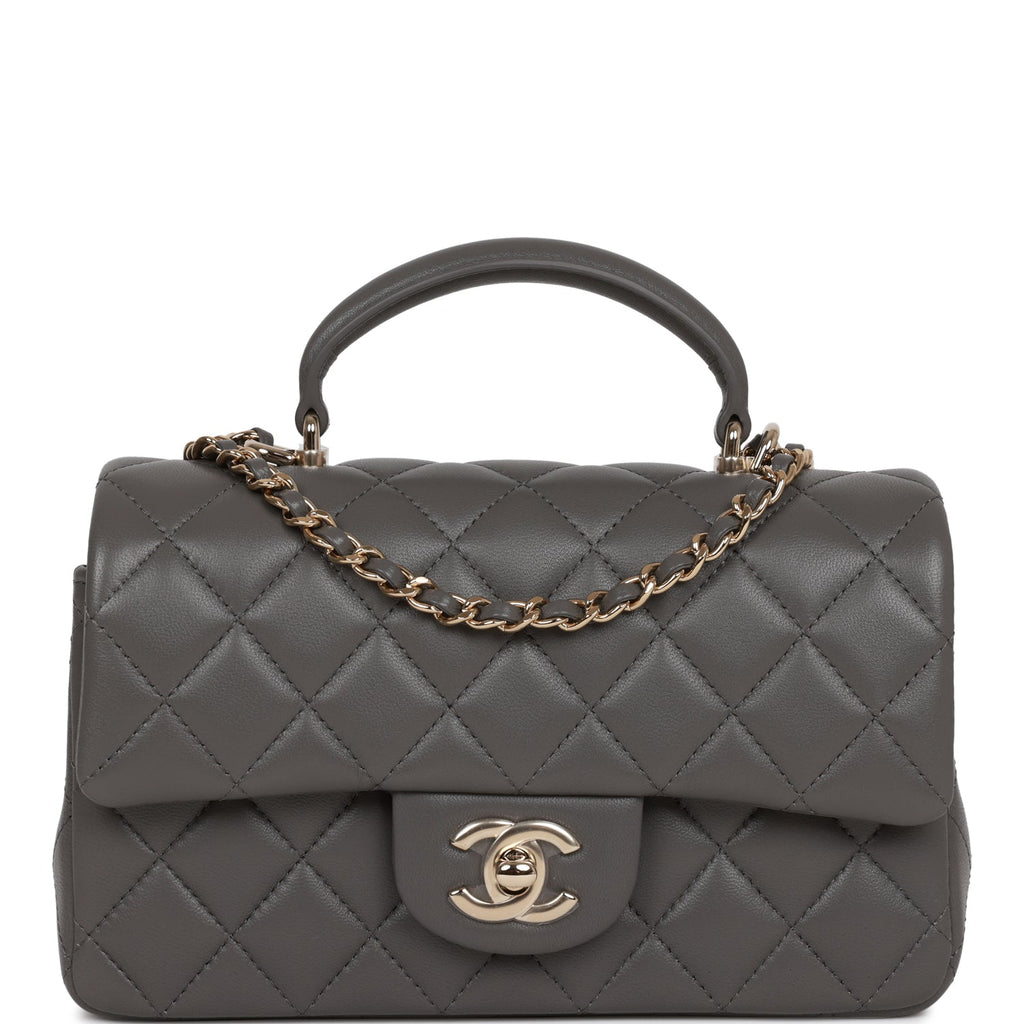 Top Handle Bag Chanel Mini Flap Bag Calfskin Chanel Dark Grey