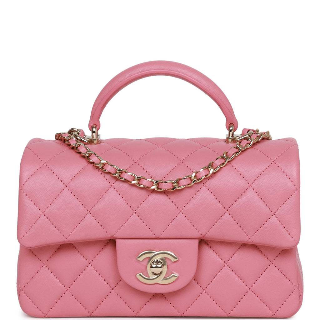 Chanel Mini Rectangular Flap Bag with Top Handle Pink Lambskin