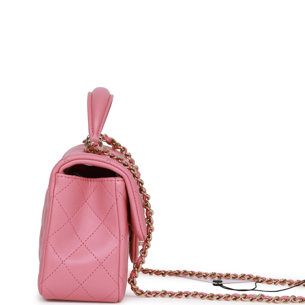 Chanel Mini Rectangular Flap Bag with Top Handle Pink Lambskin Light G –  Madison Avenue Couture