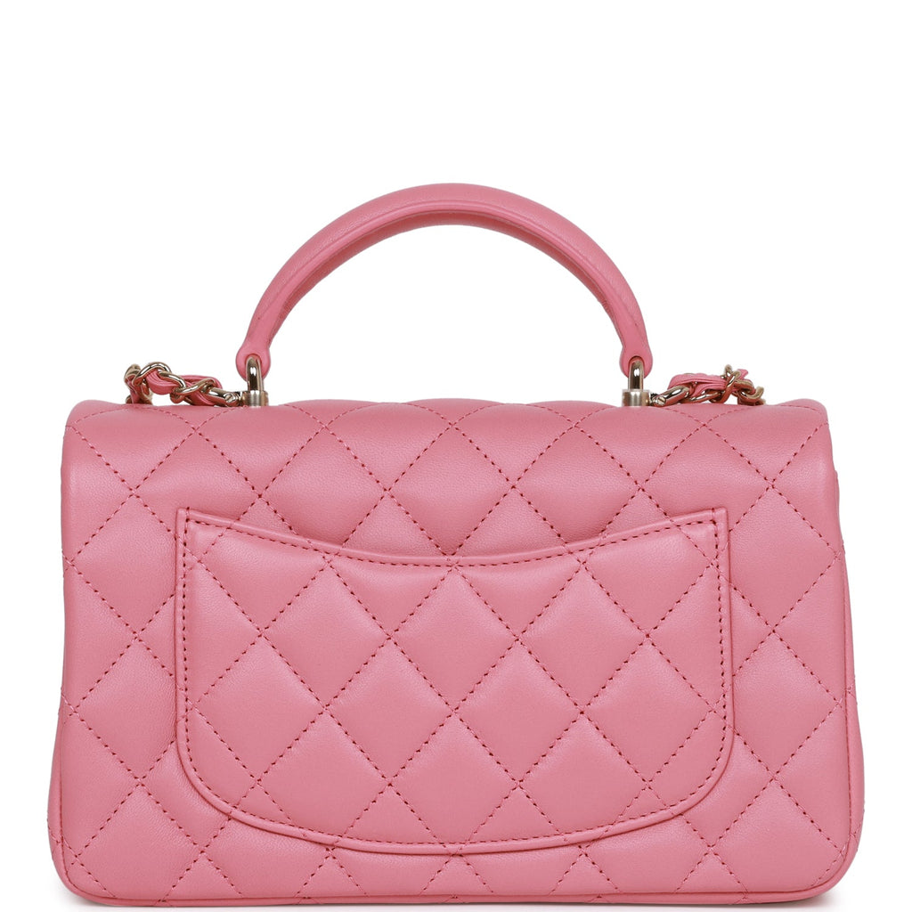 Chanel Rectangular Mini Flap Bag with Top Handle Pink Lambskin Light G –  Madison Avenue Couture