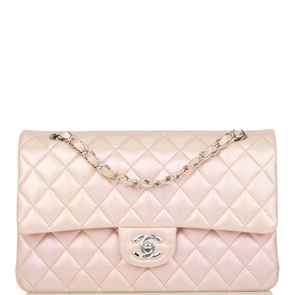 Chanel Classic Medium Double Flap Iridescent Mauve Lambskin with silver  hardware