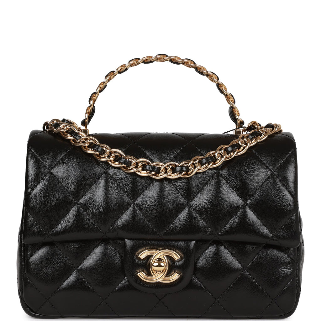 Chanel Top Handle Mini Rectangular Flap Bag Black Grained Calfskin Age –  Coco Approved Studio