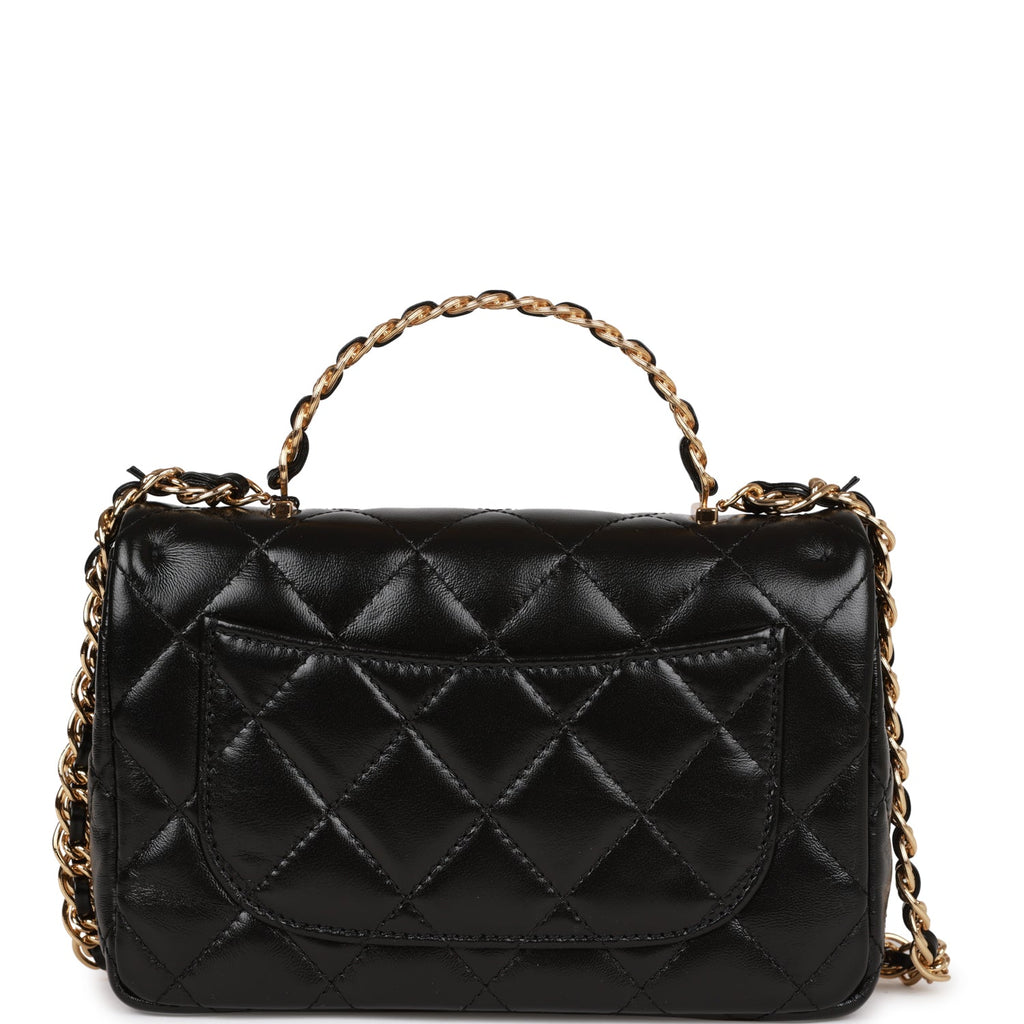 Pre-Loved Chanel Lambskin Quilted Small Single Flap Bag Black