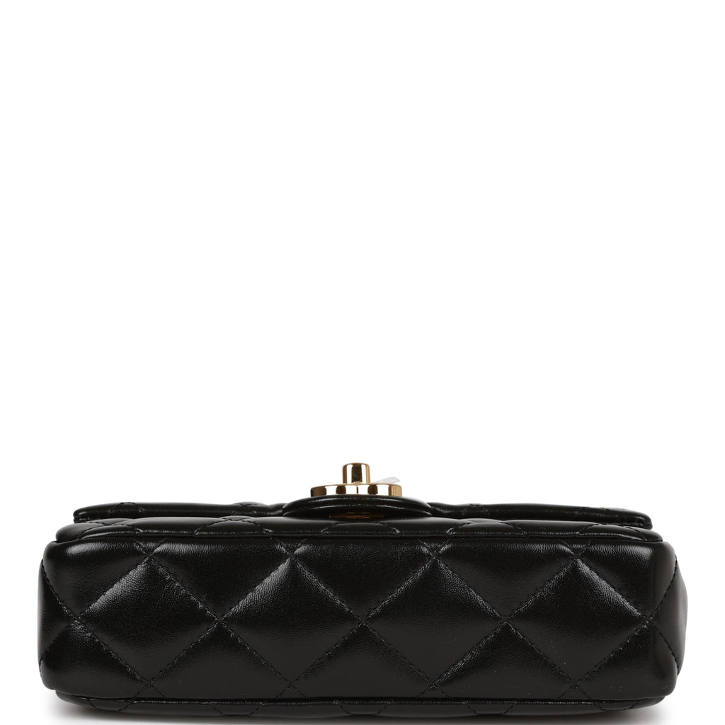 Chanel Black Lambskin Camera Clutch on Chain Bag Mini Rectangular