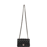 Chanel Mini Rectangular Flap Bag Black Lambskin Light Gold Hardware