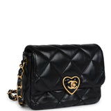 Chanel Heart Mini Flap Bag Black Lambskin Antique Gold Hardware