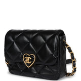 Chanel Heart Mini Flap Bag Black Lambskin Antique Gold Hardware