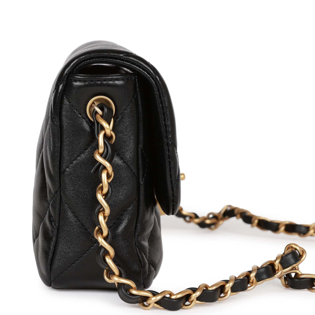Chanel Heart Mini Flap Bag Black Lambskin Antique Gold Hardware ...