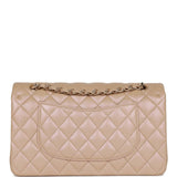 Chanel Medium Classic Double Flap Bag Beige Iridescent Caviar Light Gold Hardware