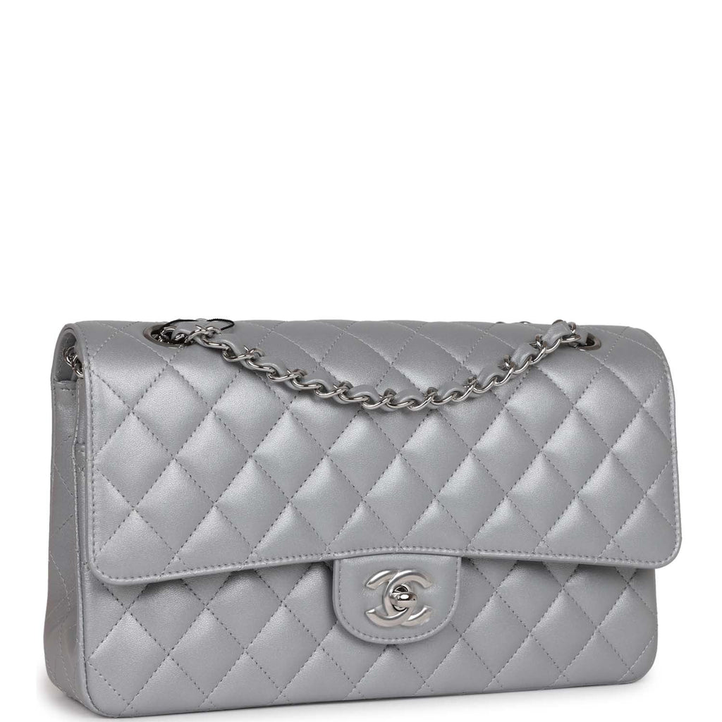 silver chanel wallet on chain black