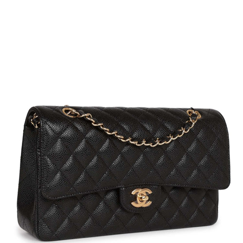Chanel Medium Classic Double Flap Bag Black Caviar Gold Hardware
