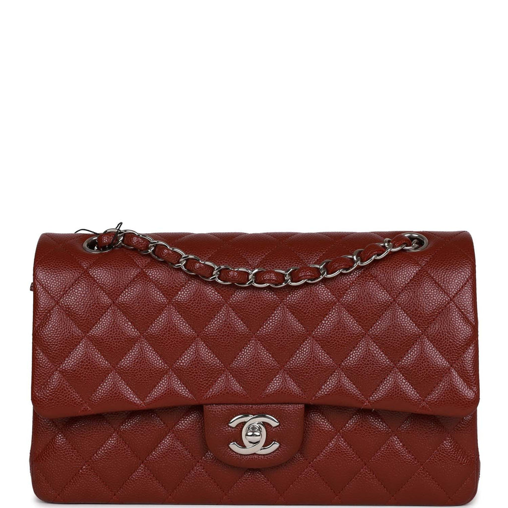 Chanel Dark Red Burgundy Quilted Caviar Medium Double Flap Classic SHW –  Bagriculture