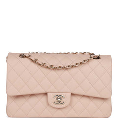 Chanel Medium Classic Double Flap Bag Beige Caviar Light Gold Hardware