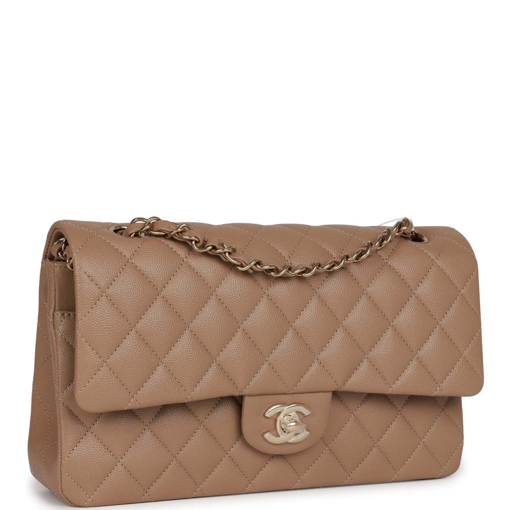 Chanel Classic Medium Double Flap, Beige Claire Caviar Leather, Silver  Hardware, New in Box