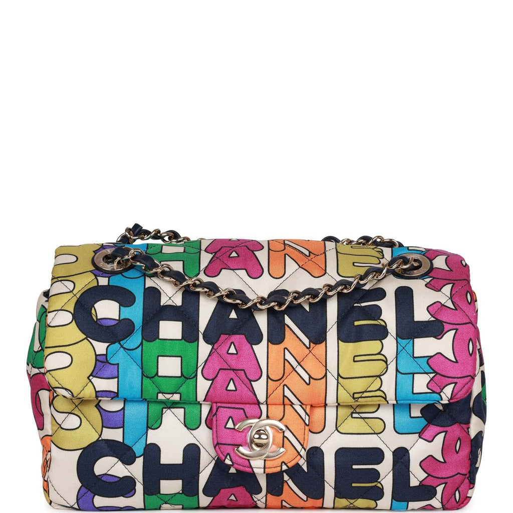 Chanel Medium Flap Bag Multicolor Rainbow Logo Nylon Light Gold Hardwa –  Madison Avenue Couture
