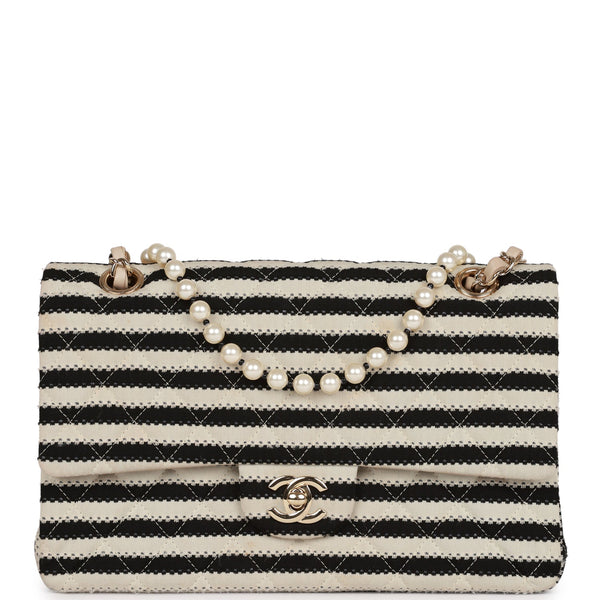 Chanel Black White Striped Coco Sailor Shoulder Bag