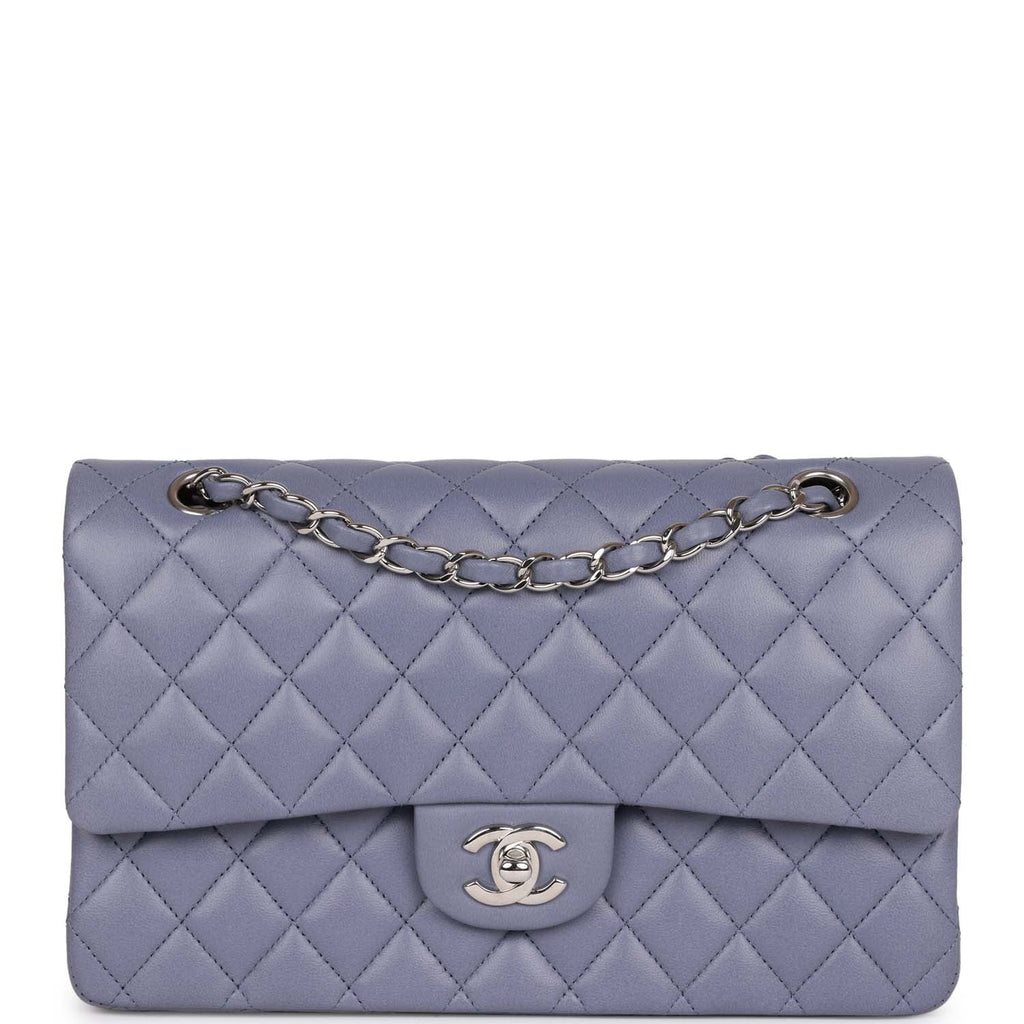 Chanel Medium Classic Double Flap Bag Purple Lambskin Silver