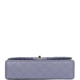 Chanel Medium Classic Double Flap Bag Purple Lambskin Silver Hardware