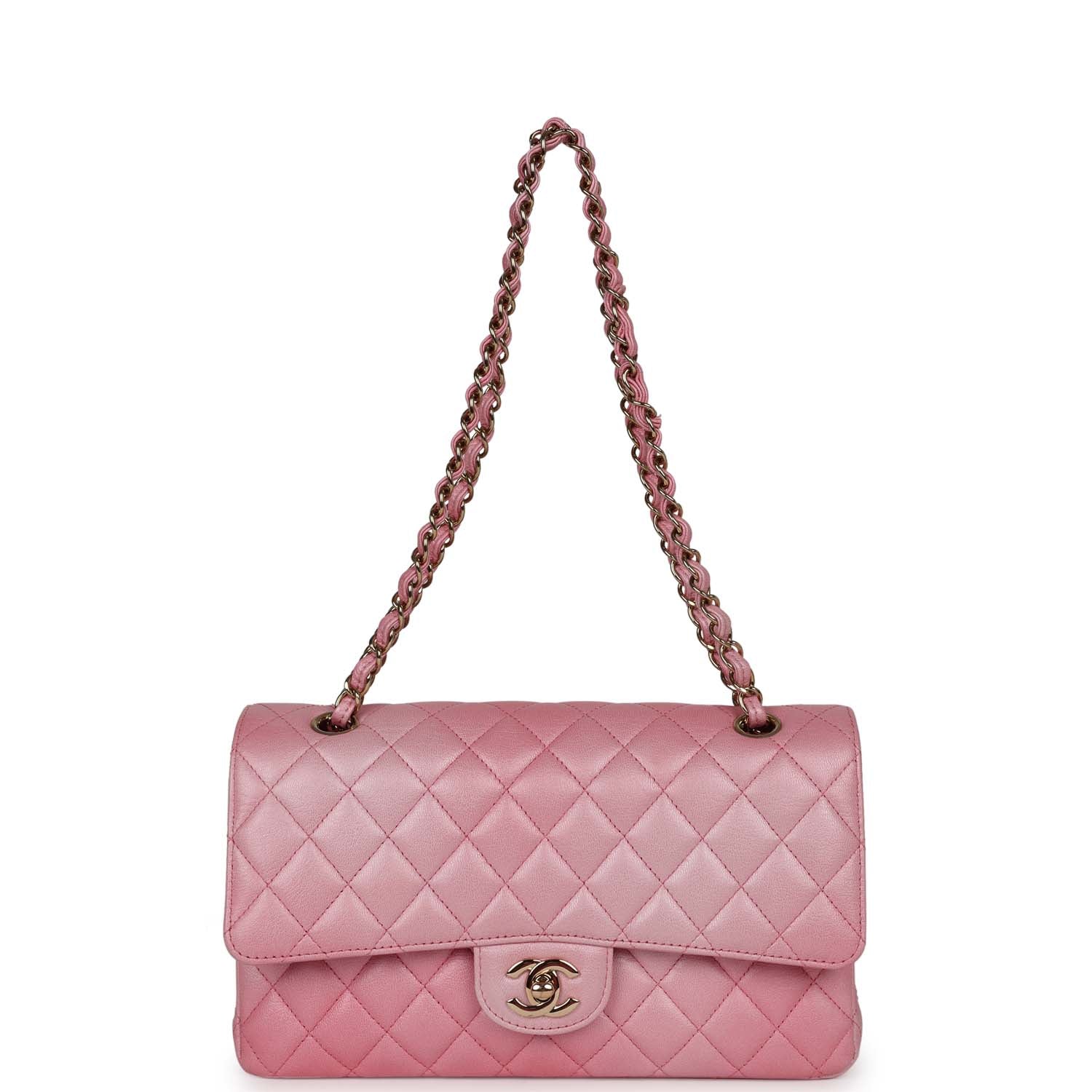 CHANEL 25S CLASSIC FLAP BAG 25 CM IN PINK LAMBSKIN WITH GOLD HARDWARE