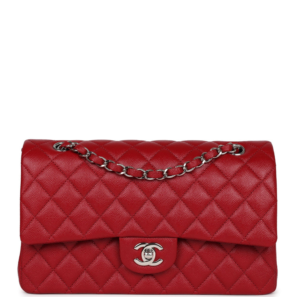 Pre-owned Chanel Medium Classic Double Flap Dark Red Caviar Silver Har –  Madison Avenue Couture