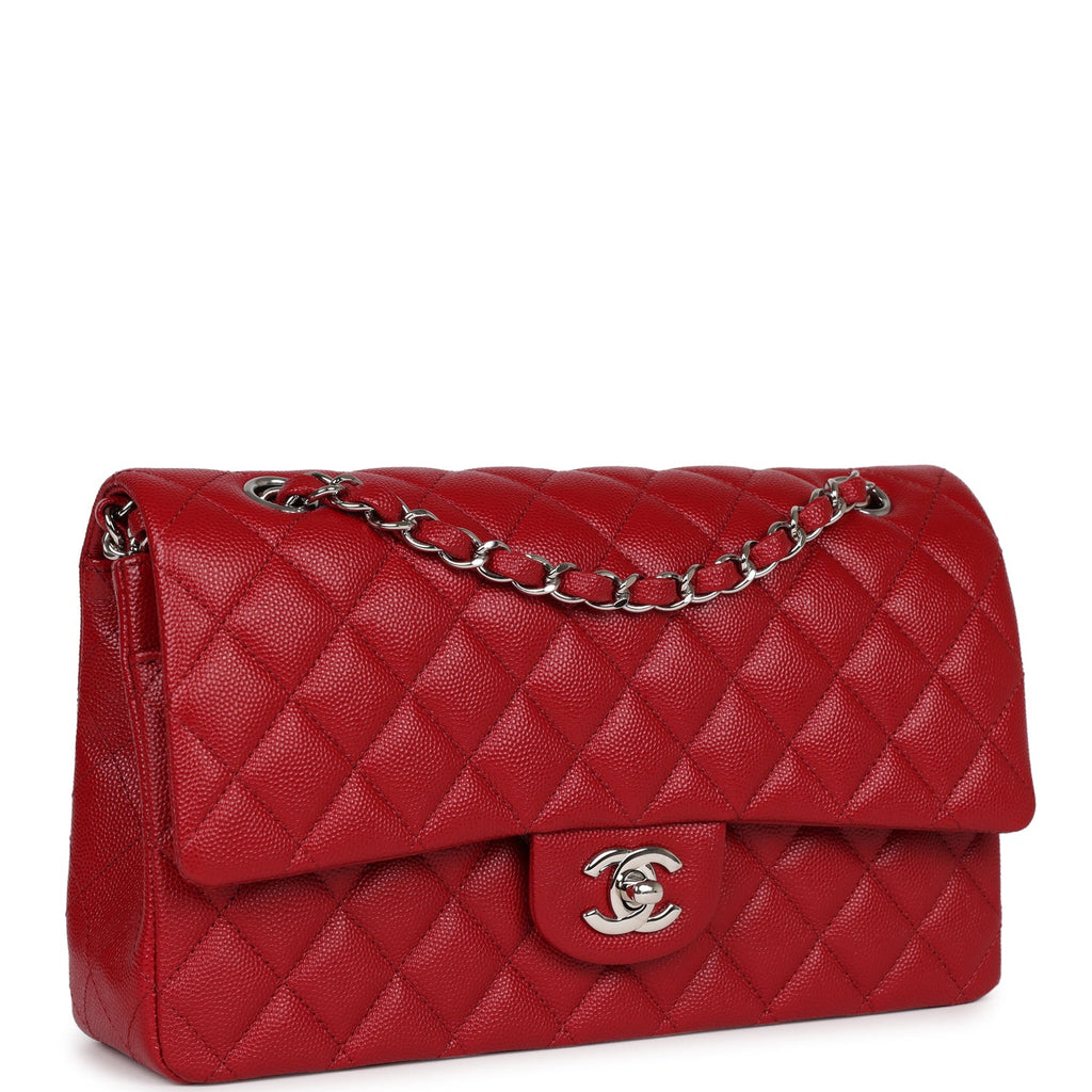 Chanel Classic Flap 25cm Bag Silver Hardware Lambskin Leather Spring/Summer  2018 Collection, Red - SYMode Vip