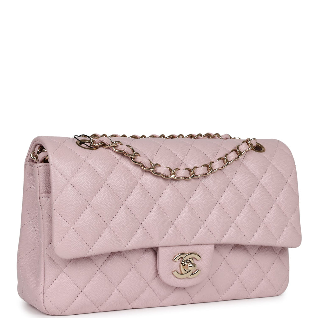 Chanel Pink Quilted Caviar Medium Classic Double Flap Gold