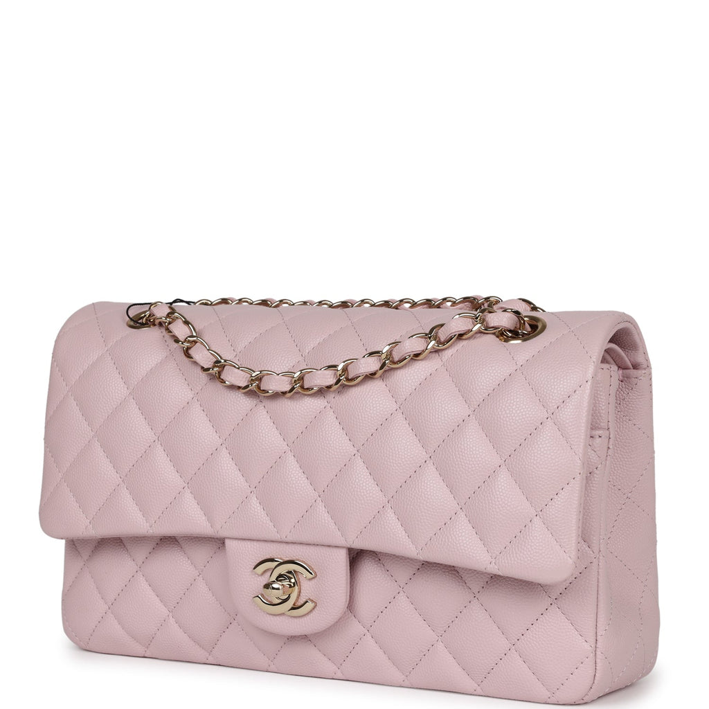 Chanel Pink Caviar Medium Classic Double Flap Bag Light Gold