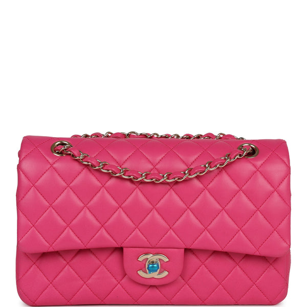 Pre-owned Chanel Medium Classic Double Flap Hot Pink Lambskin Gold Har –  Madison Avenue Couture