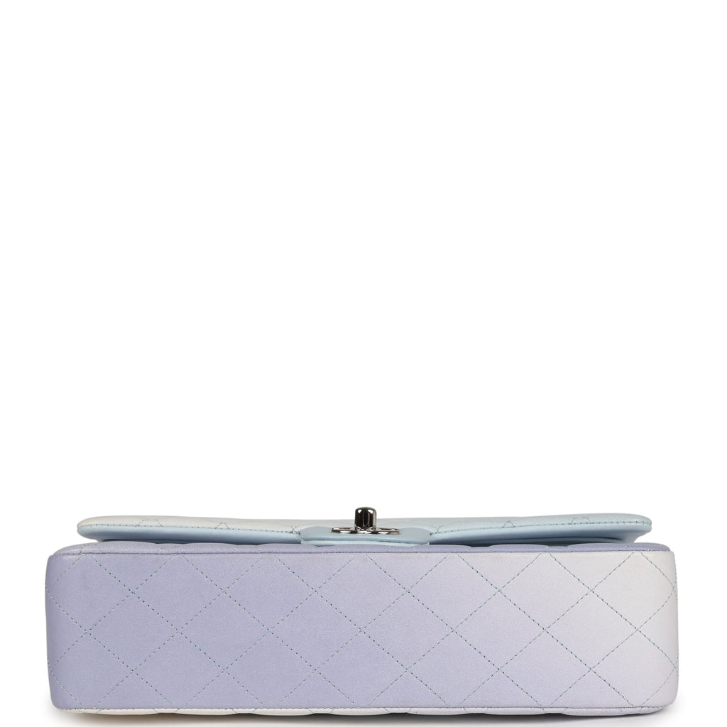 Chanel Medium Classic Double Flap Light Blue/Light Purple/White Ombre Metallic Lambskin Silver Hardware