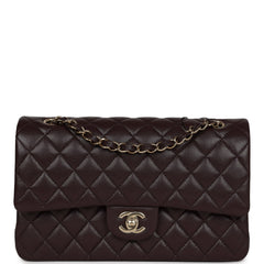 Chanel Medium Classic Double Flap Dark Purple Caviar Gold Hardware