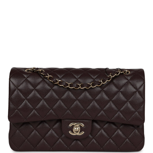 Chanel Medium Classic Double Flap Dark Purple Caviar Gold Hardware