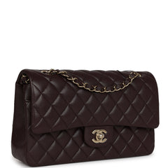 Chanel Medium Classic Double Flap Dark Purple Caviar Gold Hardware
