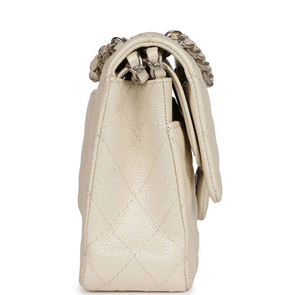 Ivory purse strap silver hardware 