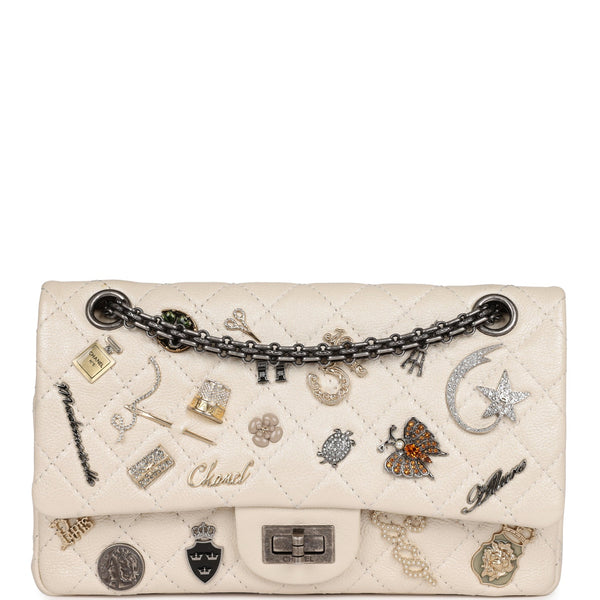 Chanel Embroidered Velvet 2.55 Reissue 225 Double Flap Silver Hardware, 2015 (Very Good), Womens Handbag