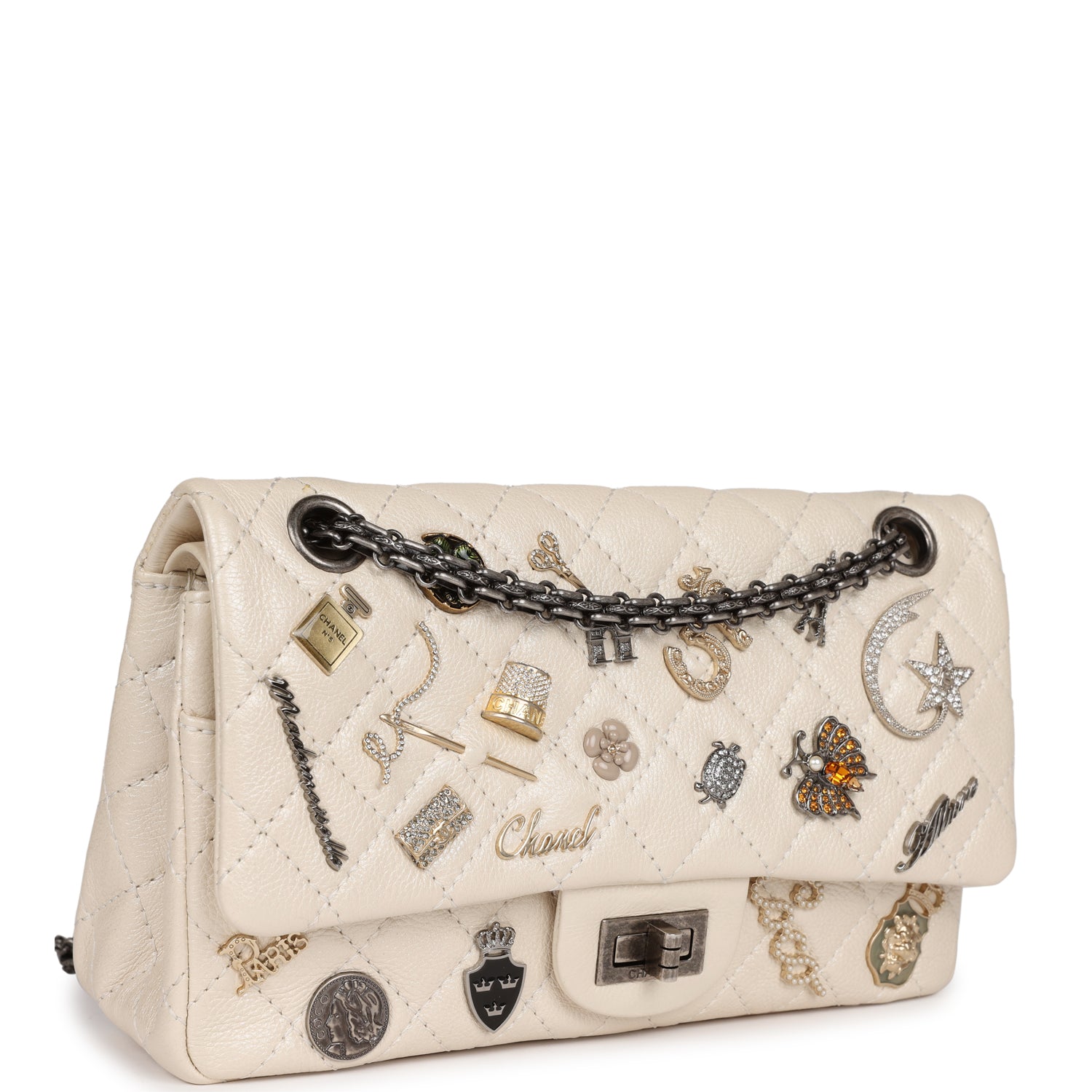 Chanel Reissue 225 2.55 Lucky Charms Double Flap Bag Ivory Aged Calfsk ...