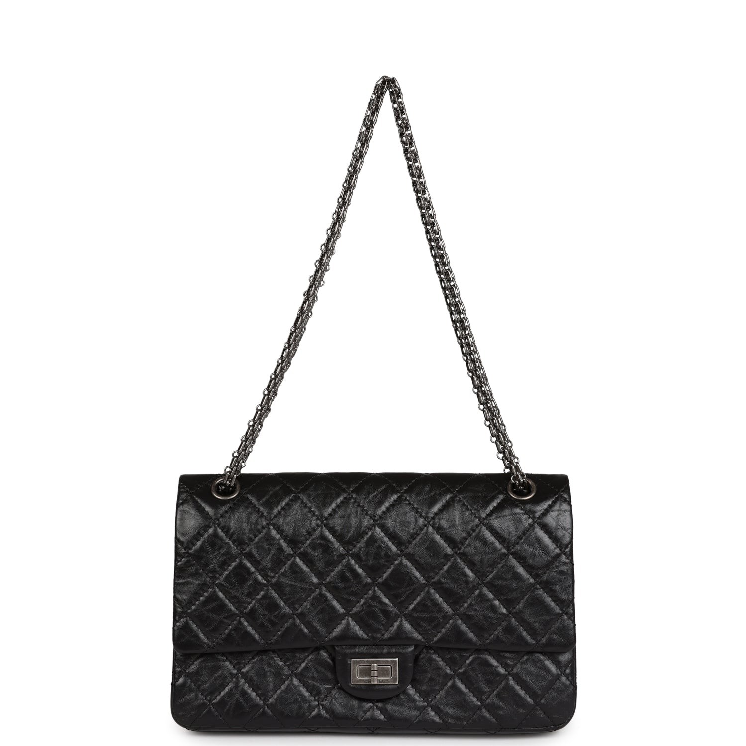 Chanel Medium Reissue 226 2.55 Black Aged Calfskin Ruthenium Hardware ...