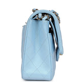 Chanel Medium Classic Double Flap Bag Blue Iridescent Calfskin Gold Hardware