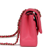Chanel Medium Classic Double Flap Bag Hot Pink Shiny Caviar Gold Hardware