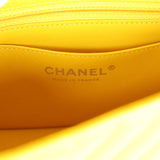 Pre-owned Chanel Mini Rectangular Flap Yellow Chevron Caviar Silver Hardware