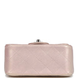 Chanel Mini Square Flap Pink Iridescent Lambskin Silver Hardware