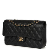 Pre-owned Chanel Medium Classic Double Flap Black Caviar Gold Hardware