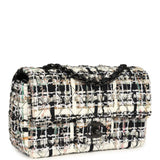 Pre-owned Chanel Mini Classic Flap Black and White Tweed Black Hardware