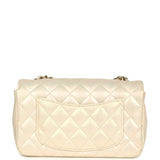 Chanel Mini Rectangular Flap Bag Iridescent Ivory Lambskin Light Gold Hardware