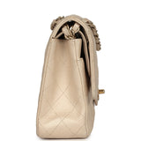 Pre-owned Chanel Medium Classic Double Flap Pearly Beige Caviar Gold Hardware