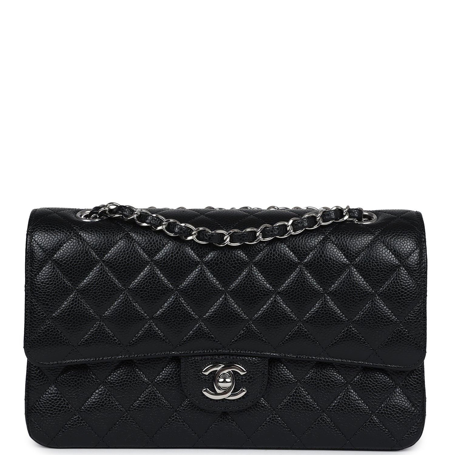 Medium Classic Flap Bag 23cm Black Caviar Silver Hardware