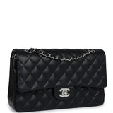 Chanel Medium Classic Double Flap Black Lambskin Silver Hardware