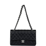 Chanel Medium Classic Double Flap Black Lambskin Silver Hardware