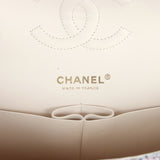 Pre-owned Chanel Medium Classic Double Flap White Multicolored Tweed Light Gold Hardware