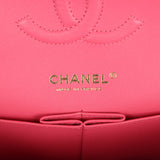 Chanel Medium Classic Double Flap Hot Pink Shiny Caviar Light Gold Hardware